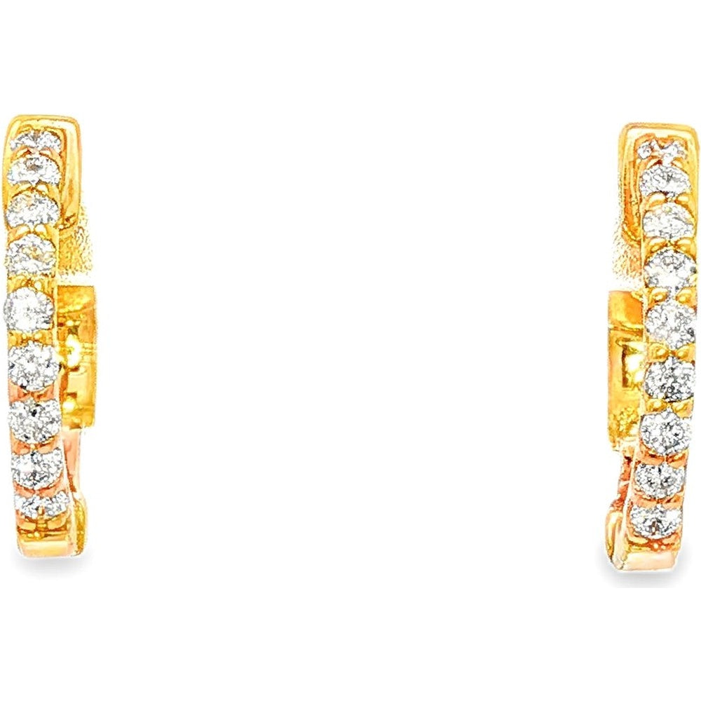 14K Yellow Gold Round Cut Diamond Huggie Hoop Earrings - 0.18 Carat Total Diamond Weight by Auriventus