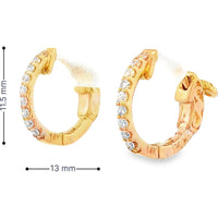14K Yellow Gold Round Cut Diamond Huggie Hoop Earrings - 0.18 Carat Total Diamond Weight by Auriventus