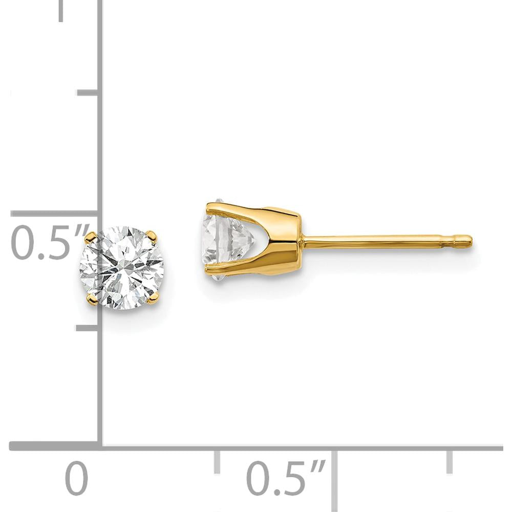 14K Yellow Gold Round Cut Diamond Stud Earrings - 0.75 Carat Total Diamond Weight by 0