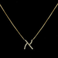 14K Yellow Gold Round Cut Diamond "X" Initial Pendant with 22 Prong-Set Brilliant Lab Diamonds - 0.10 Carat Total Weight - Covaloro Fine Jewelry