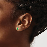 14K Yellow Gold Round Cut Emerald Stud Earrings - 0.48 Carat Total Emerald Weight by Monteluci Fine Jewelry