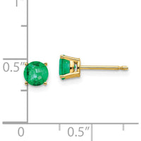 14K Yellow Gold Round Cut Emerald Stud Earrings - 0.48 Carat Total Emerald Weight by Monteluci Fine Jewelry