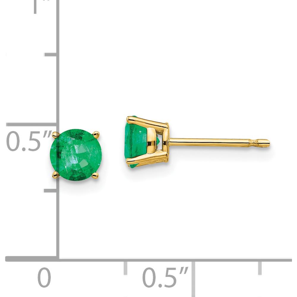 14K Yellow Gold Round Cut Emerald Stud Earrings - 0.48 Carat Total Emerald Weight by Monteluci Fine Jewelry