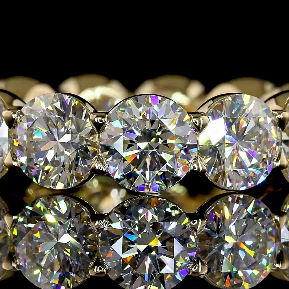 14K Yellow Gold Round Cut Lab Diamond Eternity Band - 7.26 Carats Total Diamond Weight - Covaloro Fine Jewelry