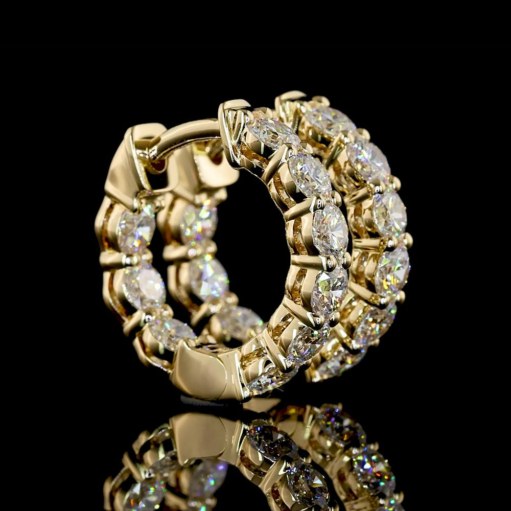 14K Yellow Gold Round Cut Lab Diamond Huggie Earrings - 1.65 Carat Total Weight, E-F Color, VS2 Clarity, Prong Set - Covaloro Fine Jewelry