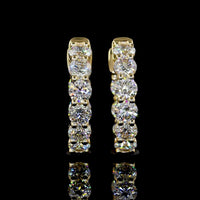 14K Yellow Gold Round Cut Lab Diamond Huggie Earrings - 1.65 Carat Total Weight, E-F Color, VS2 Clarity, Prong Set - Covaloro Fine Jewelry