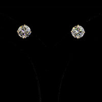 14K Yellow Gold Round Cut Lab Diamond Stud Earrings - 7.51 Carat Total Weight, E-F VVS2 Clarity - Covaloro Fine Jewelry