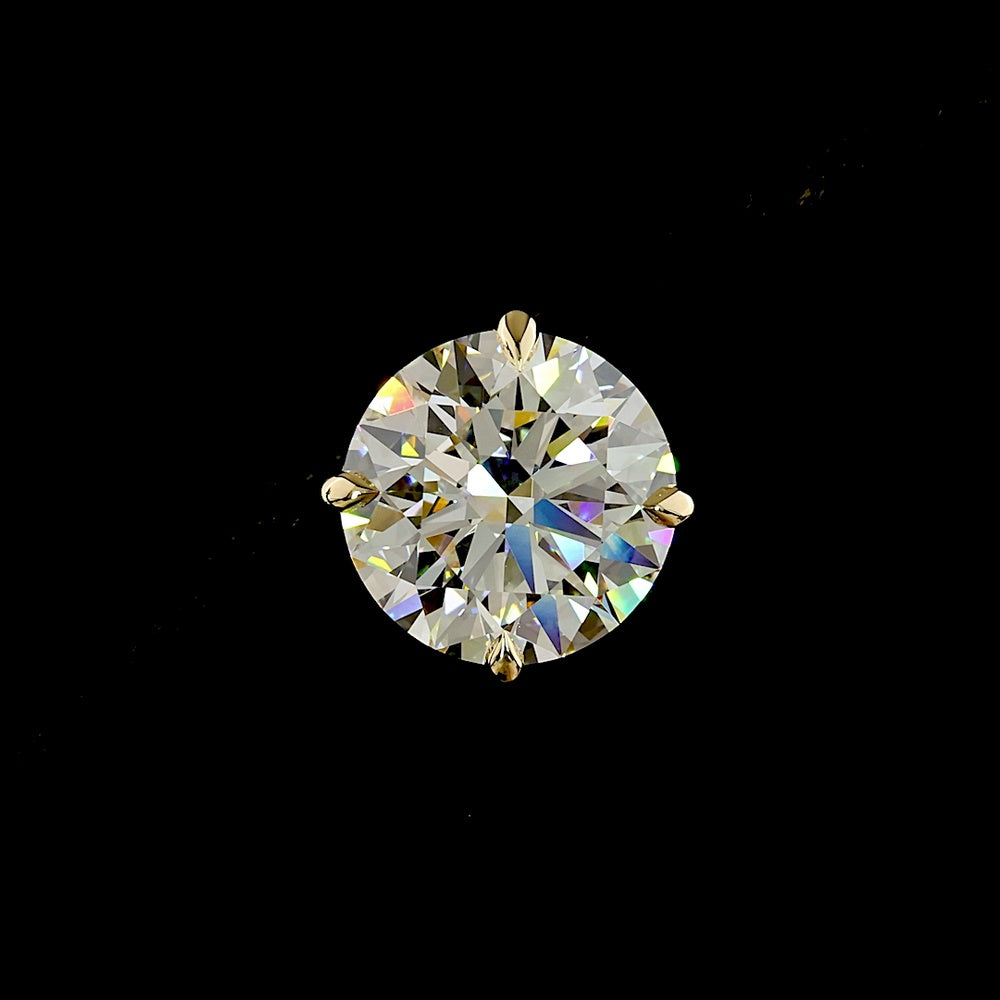 14K Yellow Gold Round Cut Lab Diamond Stud Earrings - 7.51 Carat Total Weight, E-F VVS2 Clarity - Covaloro Fine Jewelry