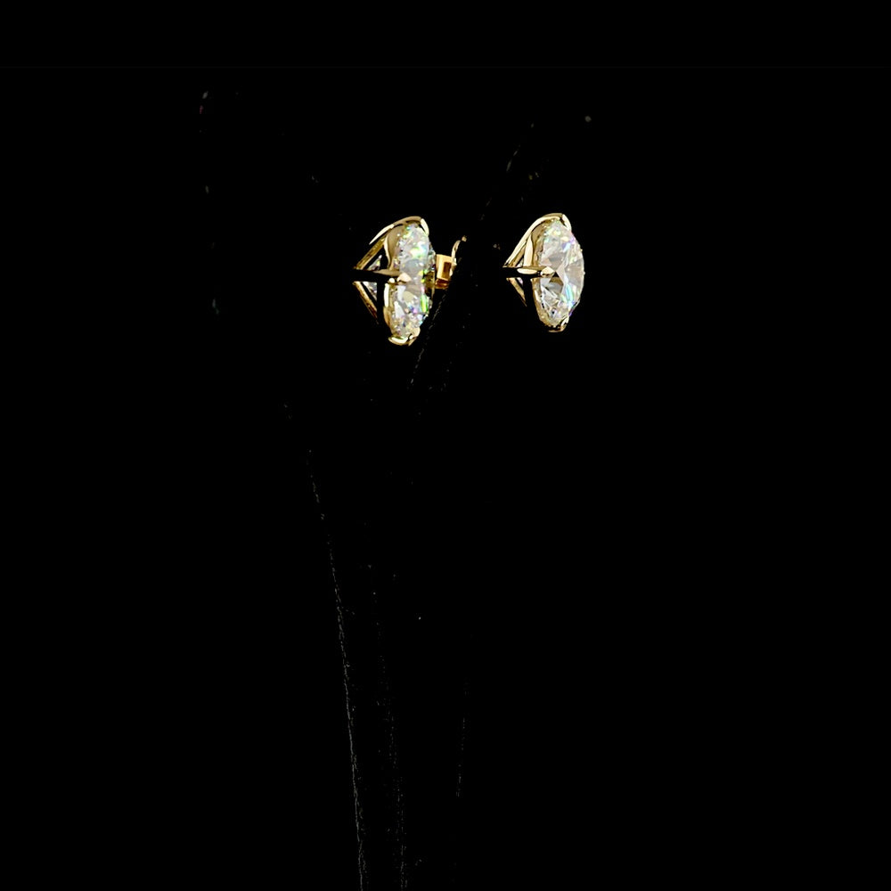 14K Yellow Gold Round Cut Lab Diamond Stud Earrings - 7.51 Carat Total Weight, E-F VVS2 Clarity - Covaloro Fine Jewelry