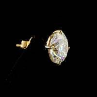 14K Yellow Gold Round Cut Lab Diamond Stud Earrings - 7.51 Carat Total Weight, E-F VVS2 Clarity - Covaloro Fine Jewelry