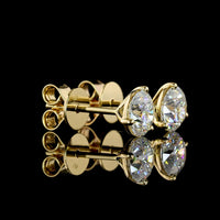 14K Yellow Gold Round Cut Martini Set Lab Diamond Stud Earrings - 1.49 Carat Total Weight with E-F Color and VS1 Clarity - Covaloro Fine Jewelry
