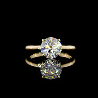 14K Yellow Gold Round Cut Solitaire Ring with 2.14 Carat Lab Grown Diamond - E-F Color VS1 Clarity - Covaloro Fine Jewelry