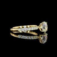 14K Yellow Gold Round Cut Solitaire Ring with Diamond Accented Shank - 1.50 Carats Center Lab Diamond (E VVS2) & 0.48 Carats Accent Lab Diamonds - 1.98 Carats Total Diamond Weight - Covaloro Fine Jewelry