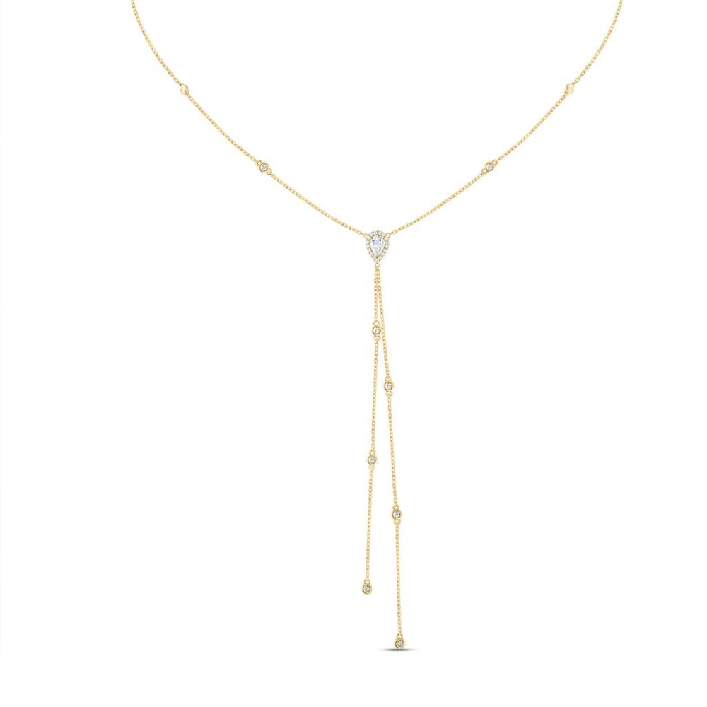14K Yellow Gold Round Diamond 18-Inch Necklace - 1/2 Carat Total Diamond Weight