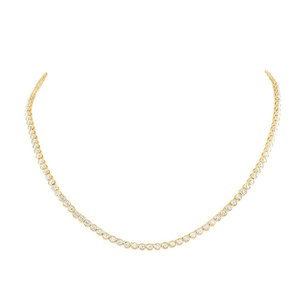 14K Yellow Gold Round Diamond 18-Inch Necklace - 5 Carat Total Diamond Weight