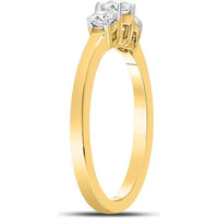 14K Yellow Gold Round Diamond 3-Stone Engagement Ring - 1/2 Carat Total Diamond Weight