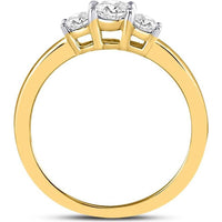 14K Yellow Gold Round Diamond 3-Stone Engagement Ring - 1/2 Carat Total Diamond Weight