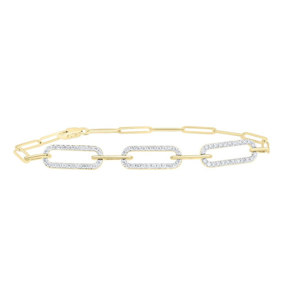 14K Yellow Gold Round Diamond 7-Inch Bracelet - 1/2 Carat Total Diamond Weight
