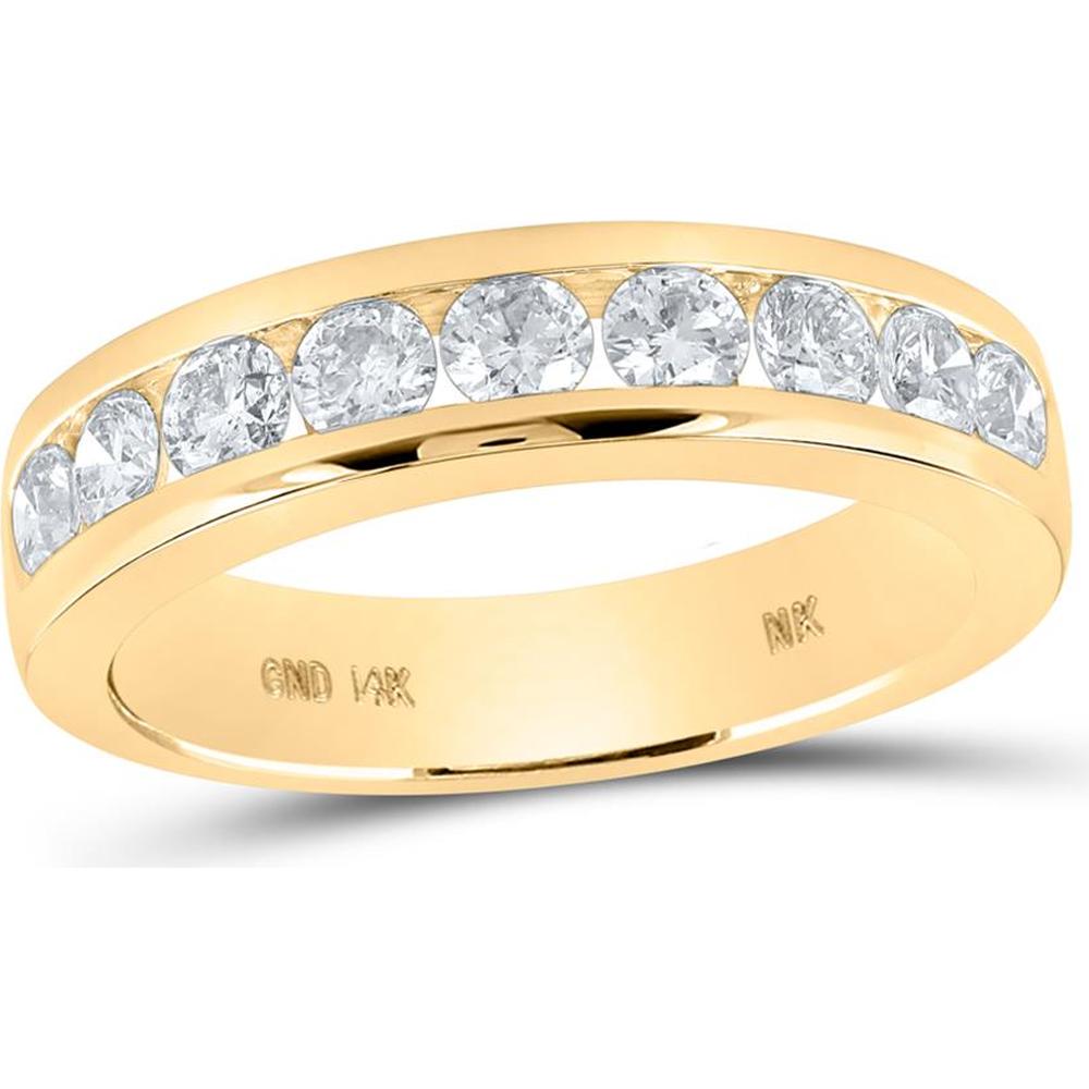 14K Yellow Gold Round Diamond Band Ring with Channel-Set Diamonds - 7/8 Carat Total Diamond Weight