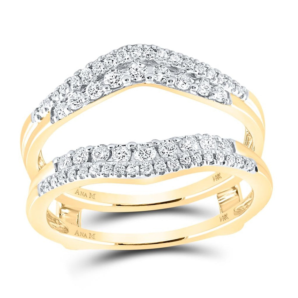 14K Yellow Gold Round Diamond Bridal Ring - 1/2 Carat Total Diamond Weight