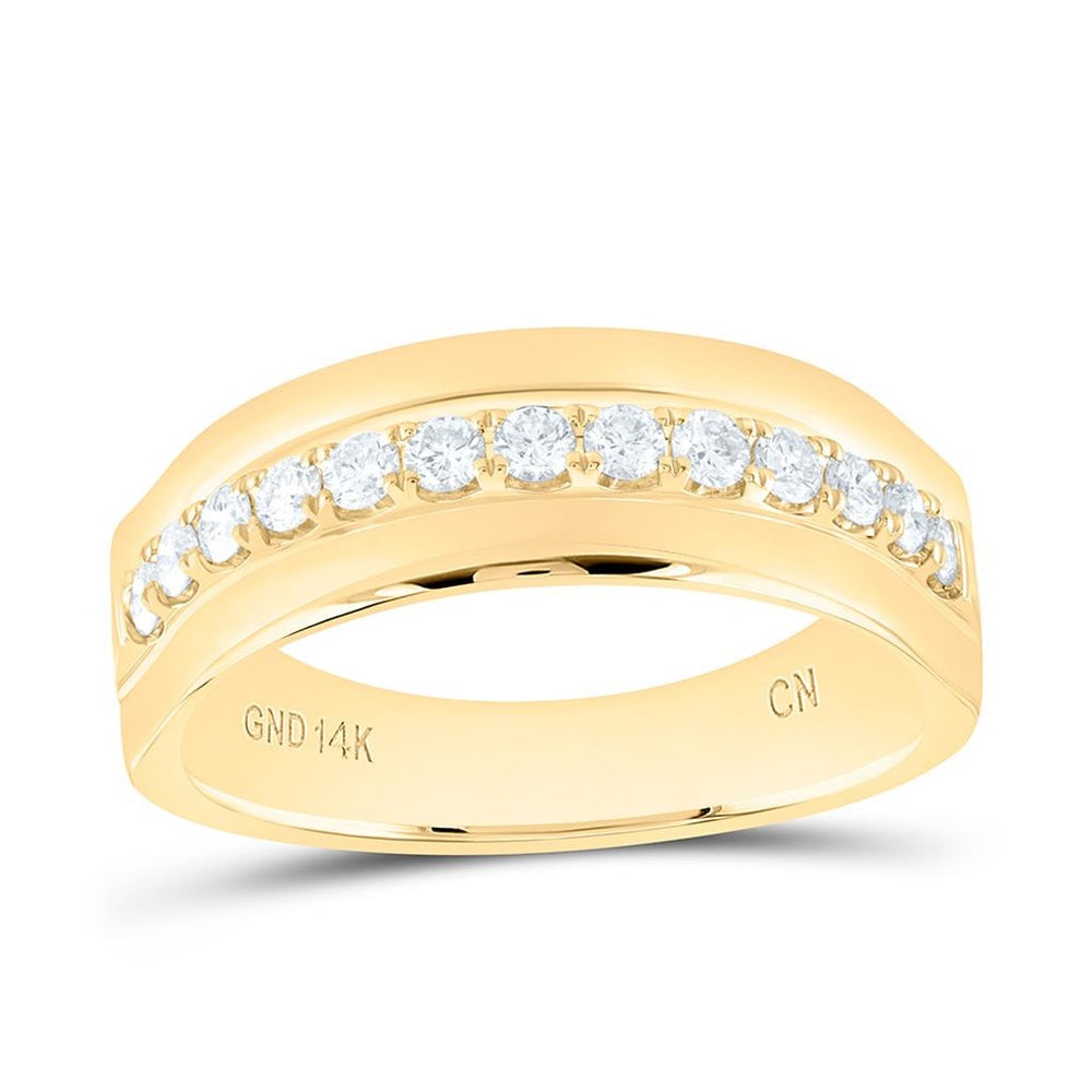 14K Yellow Gold Round Diamond Bridal Ring - 1/2 Carat Total Diamond Weight