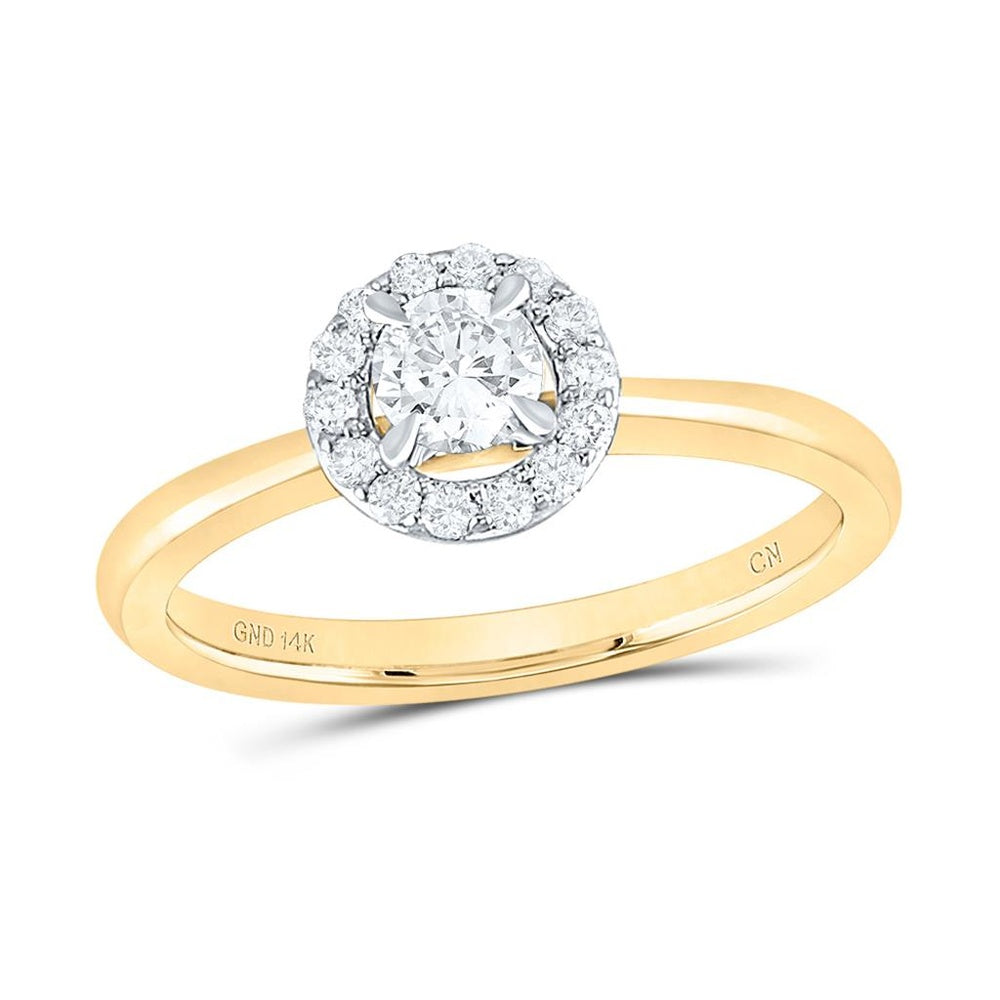 14K Yellow Gold Round Diamond Bridal Ring - 1/2 Carat Total Diamond Weight