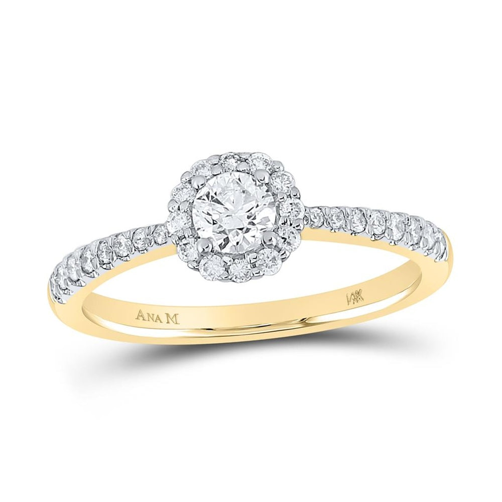 14K Yellow Gold Round Diamond Bridal Ring - 1/2 Carat Total Diamond Weight