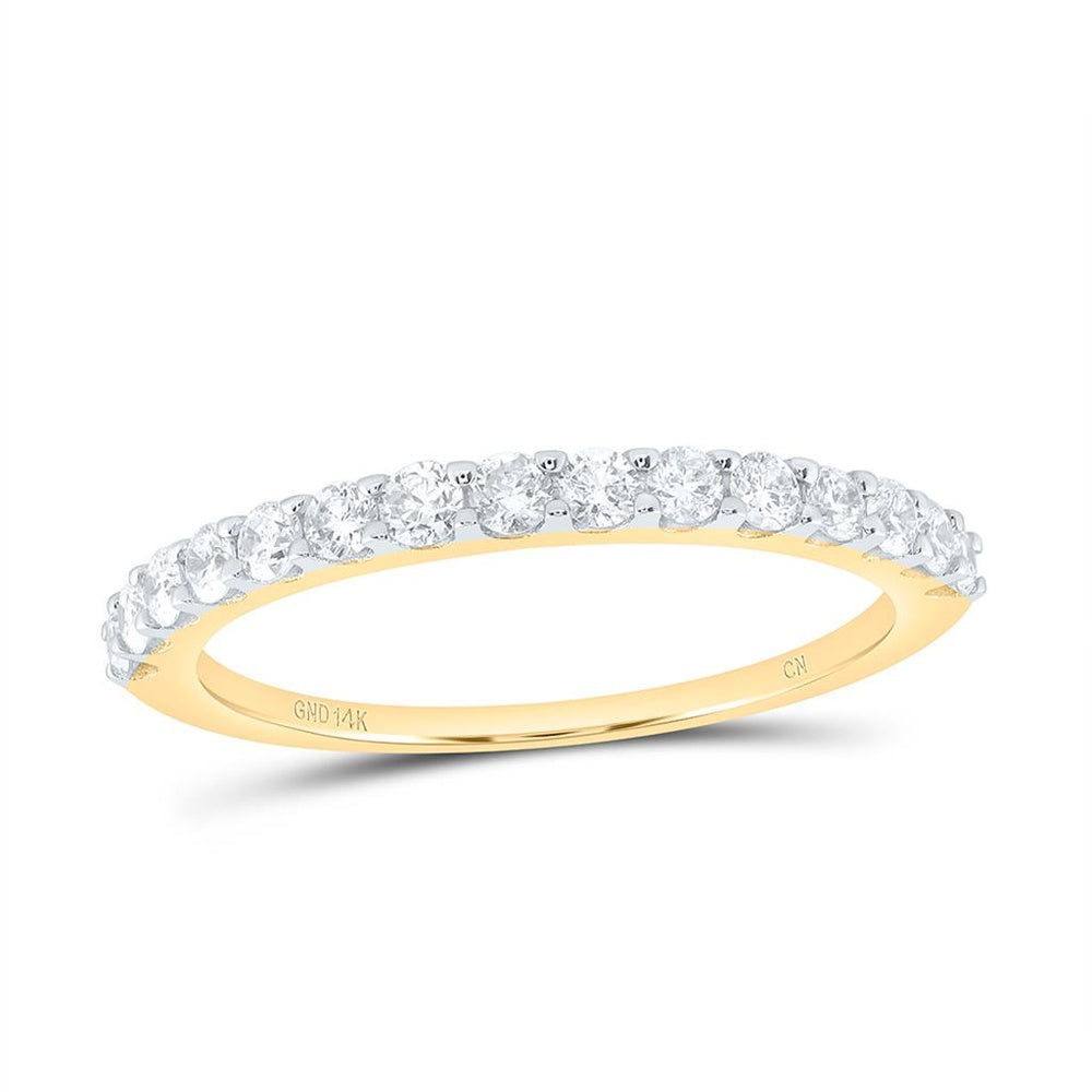 14K Yellow Gold Round Diamond Bridal Ring - 1/2 Carat Total Diamond Weight