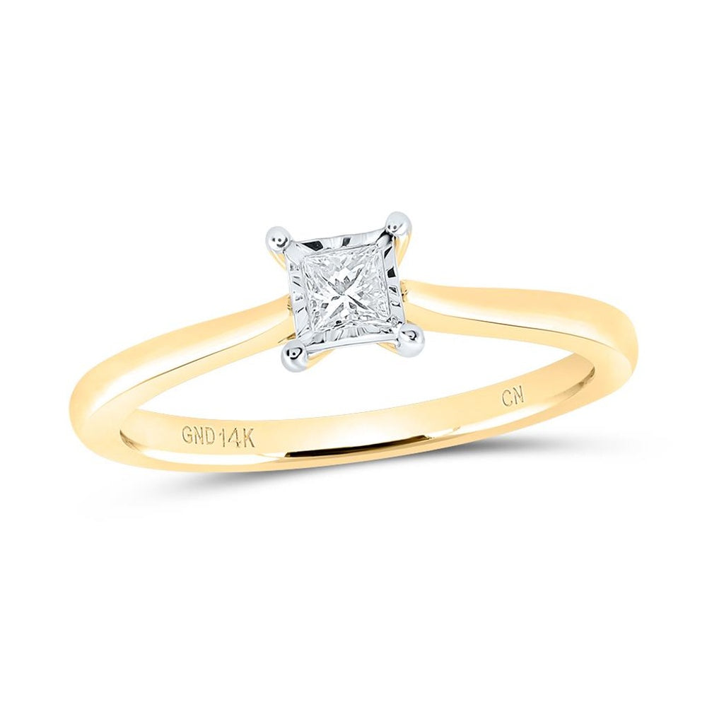 14K Yellow Gold Round Diamond Bridal Ring - 1/7 Carat Total Diamond Weight