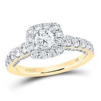 14K Yellow Gold Round Diamond Bridal Ring - 1 and 1/2 Carat Total Diamond Weight