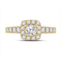 14K Yellow Gold Round Diamond Bridal Ring - 1 and 1/2 Carat Total Diamond Weight