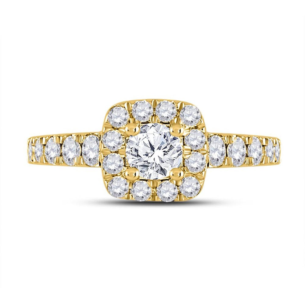14K Yellow Gold Round Diamond Bridal Ring - 1 and 1/2 Carat Total Diamond Weight