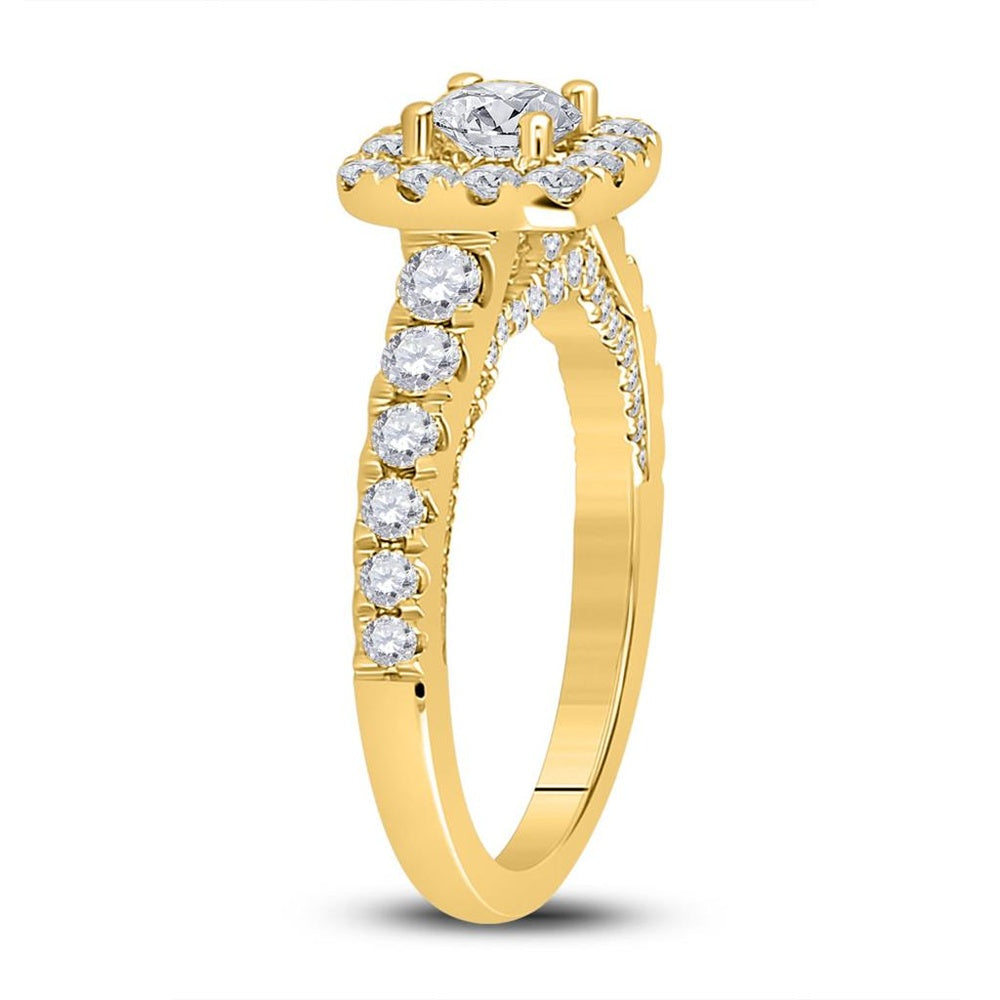 14K Yellow Gold Round Diamond Bridal Ring - 1 and 1/2 Carat Total Diamond Weight