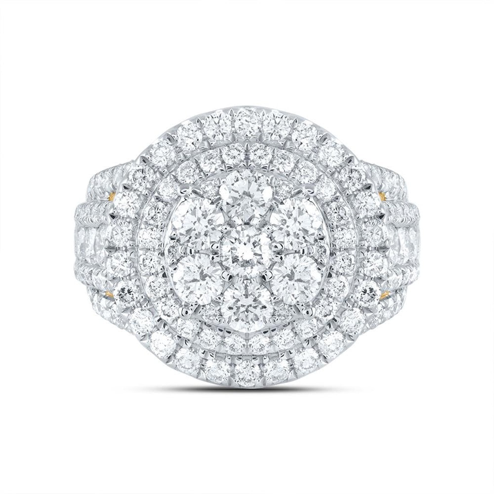 14K Yellow Gold Round Diamond Bridal Ring - 3 Carat Total Diamond Weight