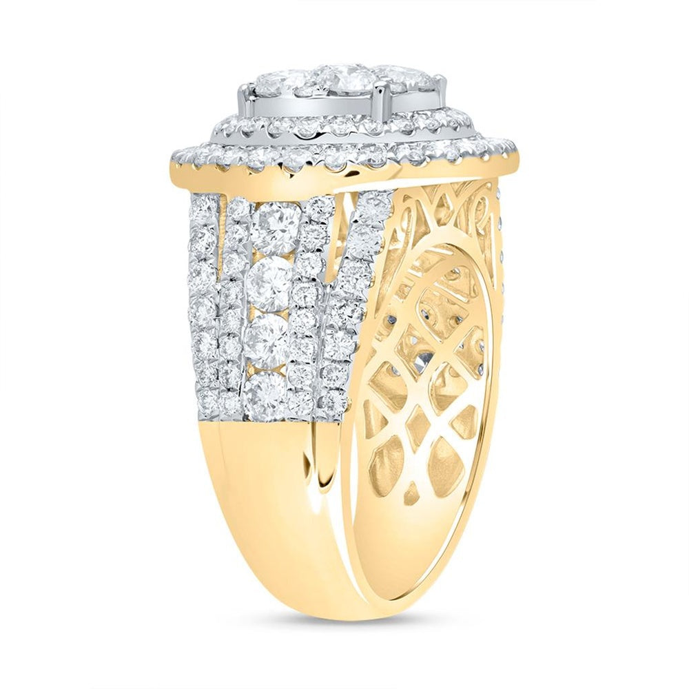 14K Yellow Gold Round Diamond Bridal Ring - 3 Carat Total Diamond Weight