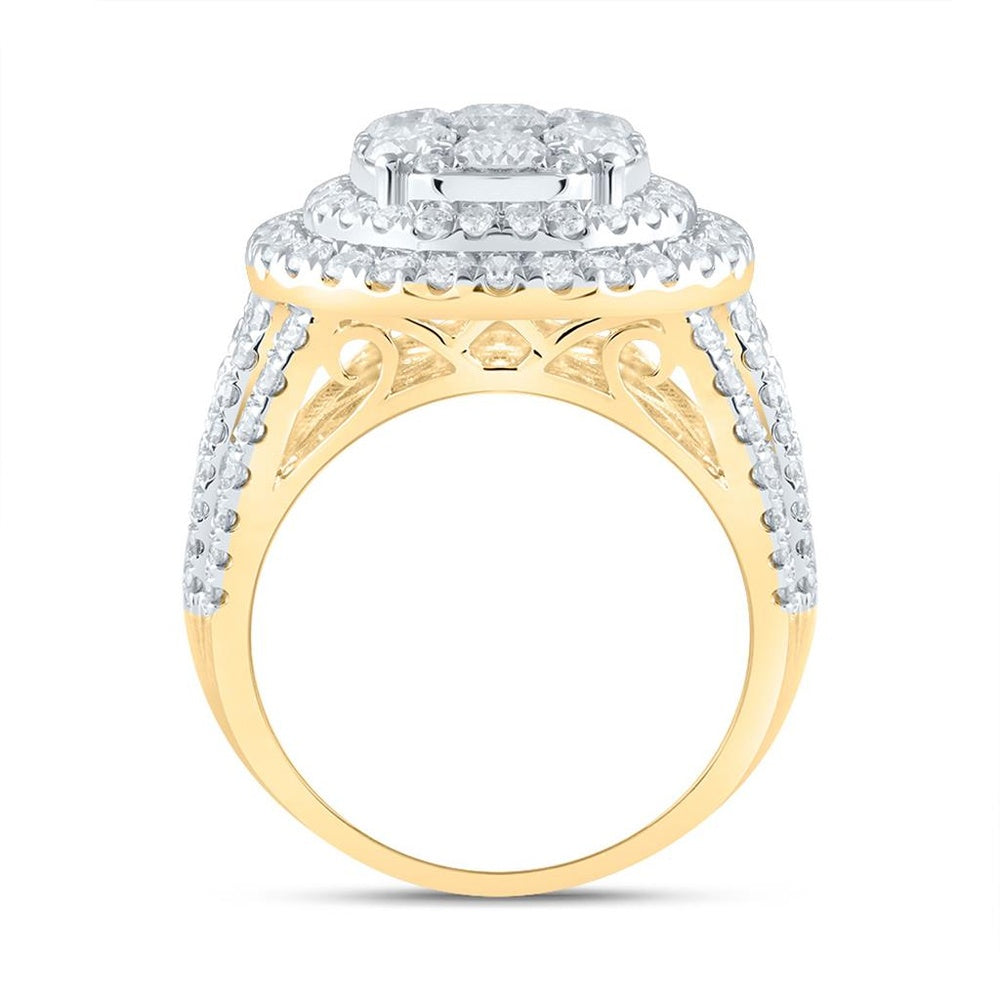 14K Yellow Gold Round Diamond Bridal Ring - 3 Carat Total Diamond Weight