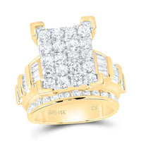 14K Yellow Gold Round Diamond Bridal Ring - 4 Carat Total Diamond Weight