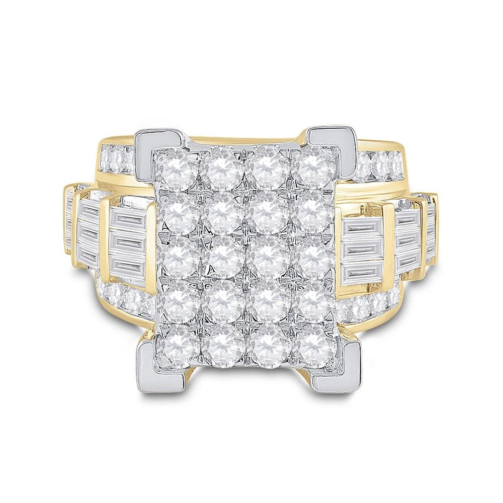 14K Yellow Gold Round Diamond Bridal Ring - 4 Carat Total Diamond Weight