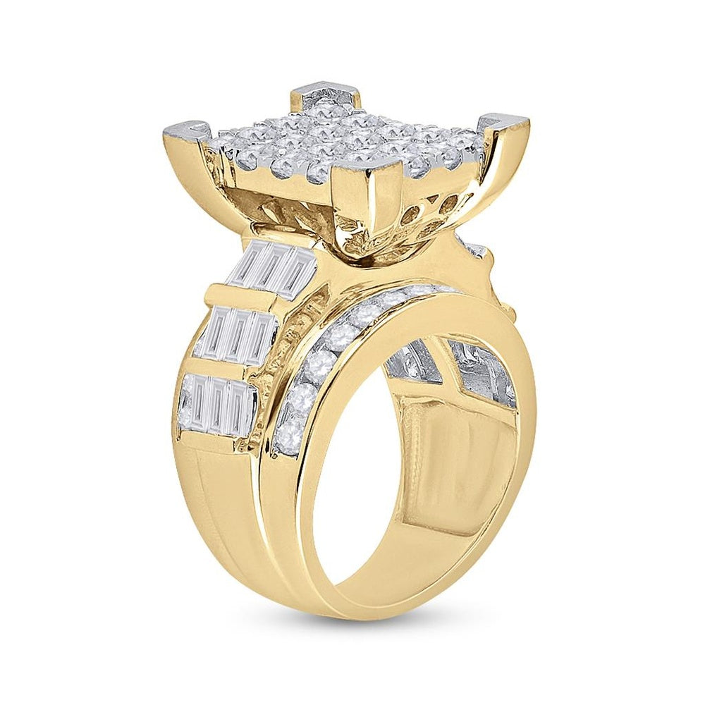 14K Yellow Gold Round Diamond Bridal Ring - 4 Carat Total Diamond Weight