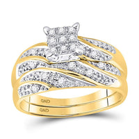 14K Yellow Gold Round Diamond Bridal Ring Set - 1/3 Carat Total Diamond Weight