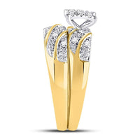 14K Yellow Gold Round Diamond Bridal Ring Set - 1/3 Carat Total Diamond Weight