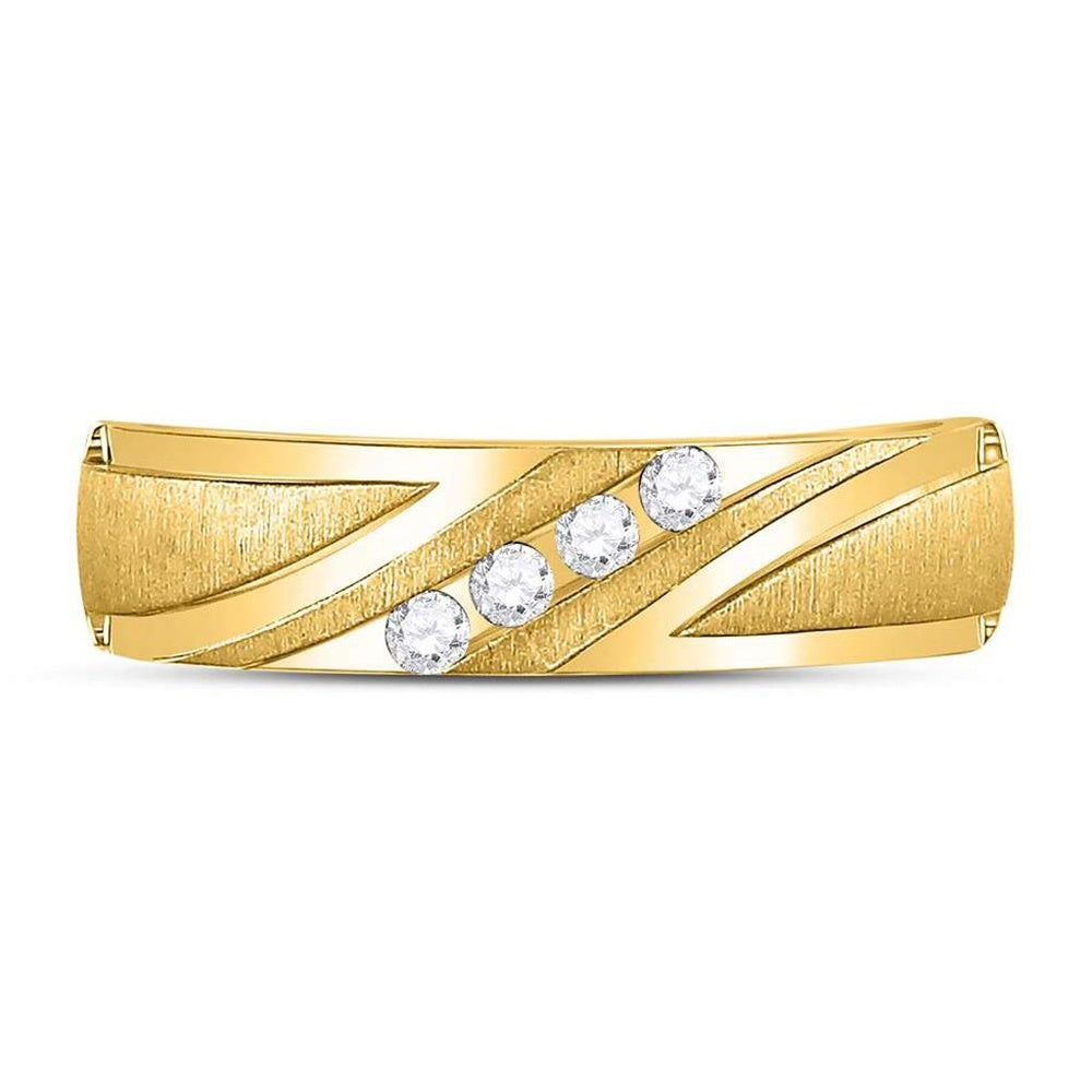 14K Yellow Gold Round Diamond Bridal Ring Set - 1/6 Carat Total Diamond Weight