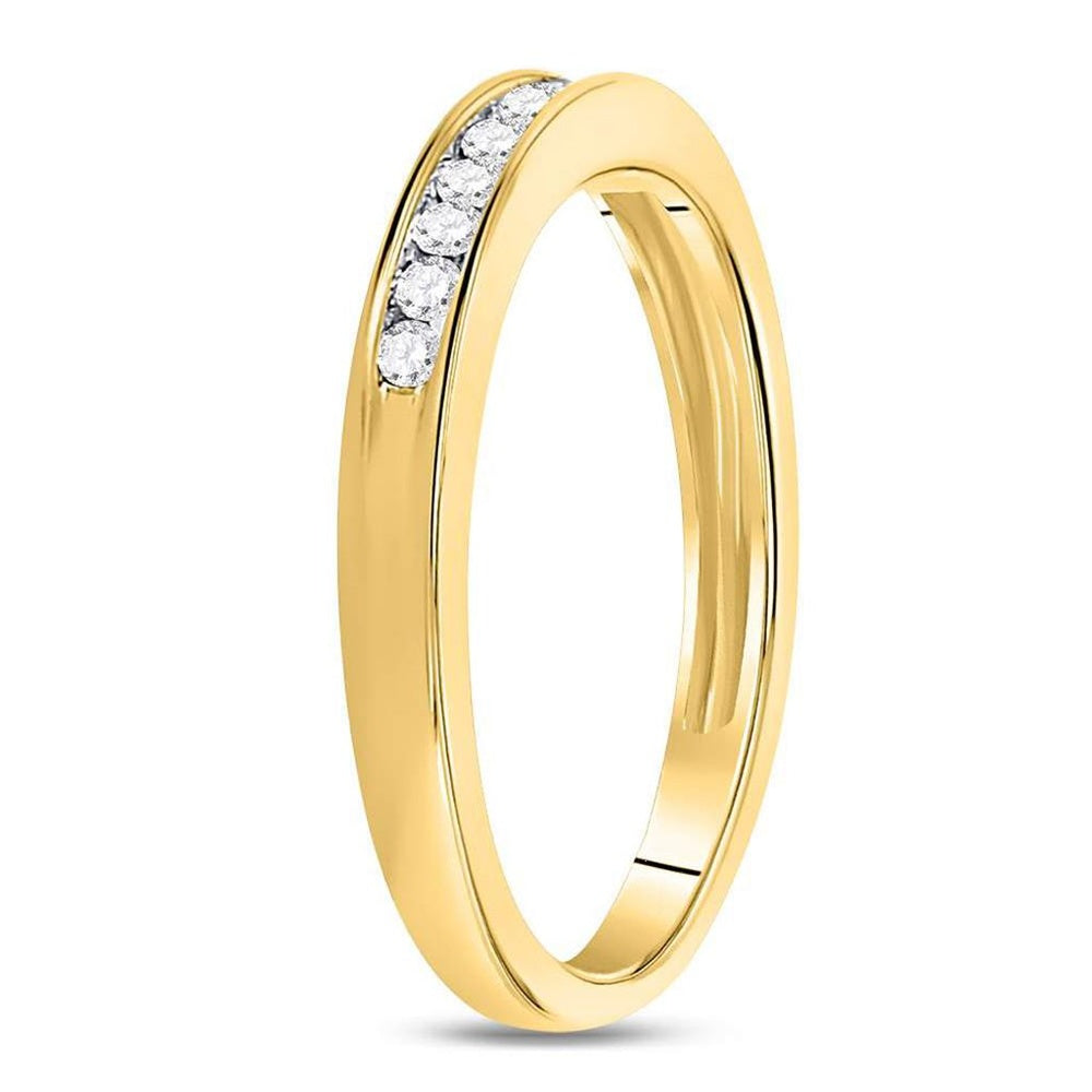 14K Yellow Gold Round Diamond Bridal Ring Set - 1/6 Carat Total Diamond Weight