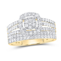 14K Yellow Gold Round Diamond Bridal Ring Set - 1 and 3/4 Carat Total Diamond Weight