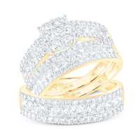 14K Yellow Gold Round Diamond Bridal Ring Set - 2 and 7/8 Carat Total Diamond Weight