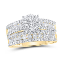 14K Yellow Gold Round Diamond Bridal Ring Set - 2 and 7/8 Carat Total Diamond Weight