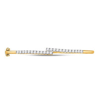 14K Yellow Gold Round Diamond Bypass Bangle Bracelet - 1 Carat Total Diamond Weight