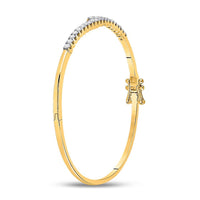 14K Yellow Gold Round Diamond Bypass Bangle Bracelet - 1 Carat Total Diamond Weight