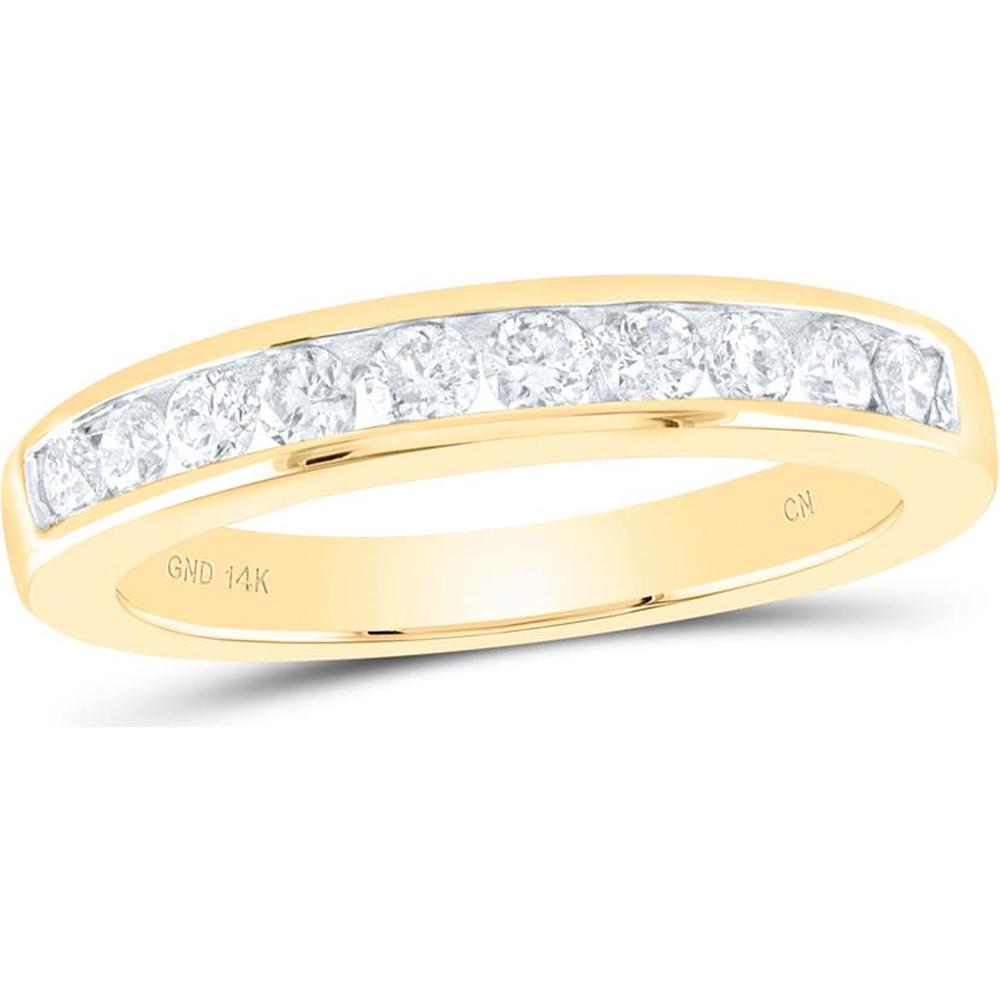 14K Yellow Gold Round Diamond Channel Set Wedding Band - 1/2 Carat Total Diamond Weight