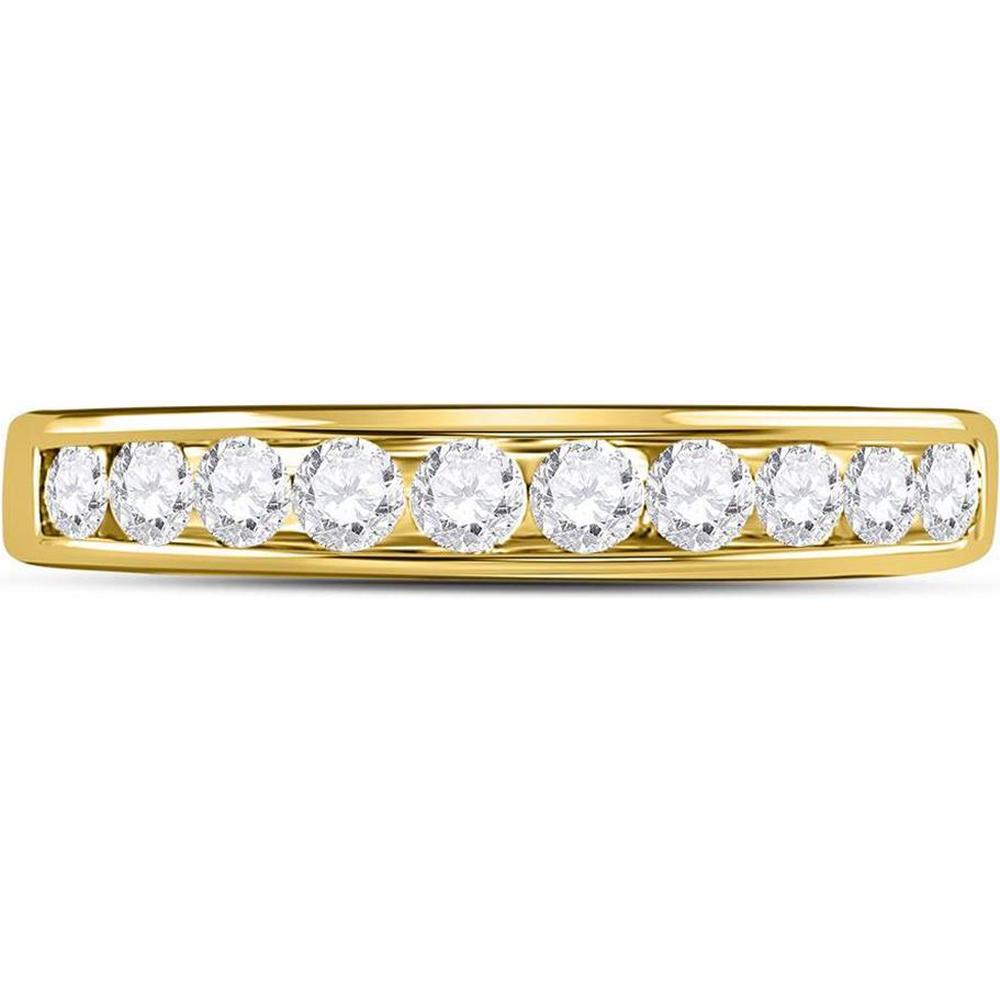 14K Yellow Gold Round Diamond Channel Set Wedding Band - 1/2 Carat Total Diamond Weight